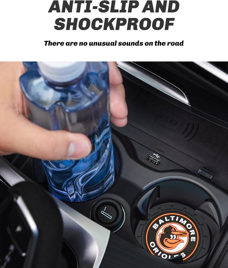 Kaleduo 2PCS Car Cup Holder Coaster,Auto Cup Holder Insert Coaster for Baltimore Orioles Baseball Fans, Non-Slip Car Drink Holder Mat, Interior Accessories, Baltimore Orioles - Image 4